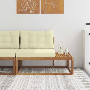Kültéri végkanapé természetes 115 x 83 x 73 cm tömör akácfa