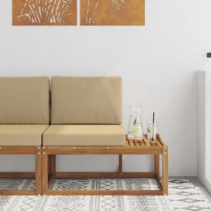 Kültéri végleges kanapé párnával természetes 91 x 63 x 73 cm