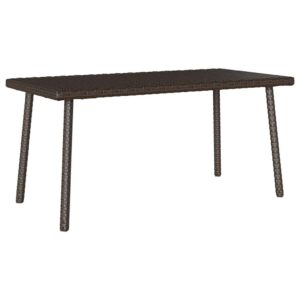 Téglalap barna polyrattan kerti dohányzóasztal 80x40x37cm