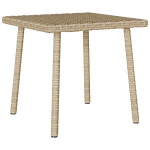 Téglalap bézs polyrattan kerti dohányzóasztal 40x40x37cm