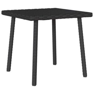 Téglalap fekete polyrattan kerti dohányzóasztal 40x40x37 cm