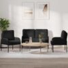 Ülőgarnitúrák párnával 3 pcs fekete 115 x 56 x 80 cm furnér