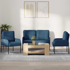 Ülőgarnitúrák párnával 3 pcs kék 115 x 56 x 80 cm furnér