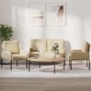 Ülőgarnitúrák párnával 3 pcs krém 115 x 56 x 80 cm furnér