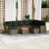 10 részes szürke polyrattan kerti ülőgarnitúra párnákkal