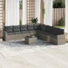 10 részes szürke polyrattan kerti ülőgarnitúra párnákkal