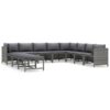 11 részes szürke polyrattan kerti ülőgarnitúra párnákkal