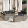 12 részes szürke polyrattan kerti ülőgarnitúra párnákkal