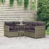 2 részes l-alakú szürke polyrattan kanapészett párnákkal