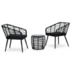 3-darabos fekete polyrattan bisztrószett