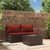 3 részes barna polyrattan kerti ülőgarnitúra párnával