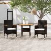 3 részes fekete polyrattan kerti étkezőgarnitúra