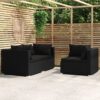 3 részes fekete polyrattan kerti ülőgarnitúra párnákkal