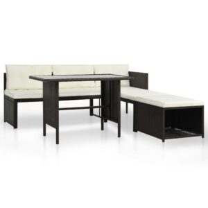 4 részes barna kerti polyrattan társalgó szett