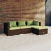 4-részes barna polyrattan kerti ülőgarnitúra párnákkal