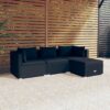 4-részes fekete polyrattan kerti ülőgarnitúra párnákkal