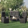 4 részes fekete polyrattan kerti ülőgarnitúra párnákkal