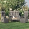 4 részes szürke polyrattan kerti ülőgarnitúra párnákkal
