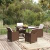 5 részes barna polyrattan kerti étkezőgarnitúra párnákkal