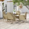 5 részes bézs kerti polyrattan étkezőgarnitúra