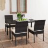 5 részes fekete polyrattan kerti étkezőgarnitúra