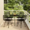 5 részes fekete polyrattan kerti étkezőgarnitúra