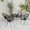 5 részes fekete pvc rattan kültéri étkezőgarnitúra