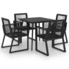 5 részes fekete pvc rattan kültéri étkezőgarnitúra