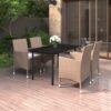 5 részes polyrattan és üveg kerti étkezőgarnitúra párnákkal