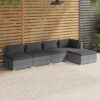 5-részes szürke polyrattan kerti ülőgarnitúra párnákkal
