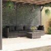 5-részes szürke polyrattan kerti ülőgarnitúra párnákkal