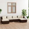 6-részes barna polyrattan kerti ülőgarnitúra párnákkal