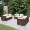 6-részes barna polyrattan kerti ülőgarnitúra párnákkal