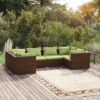 6-részes barna polyrattan kerti ülőgarnitúra párnákkal