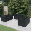 6-részes fekete polyrattan kerti ülőgarnitúra párnákkal