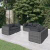 6-részes szürke polyrattan kerti ülőgarnitúra párnákkal