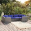 6-részes szürke polyrattan kerti ülőgarnitúra párnákkal