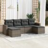 6 részes szürke polyrattan kerti ülőgarnitúra párnákkal