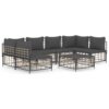 7-részes antracitszürke polyrattan kerti ülőgarnitúra párnákkal