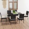 7 részes fekete polyrattan kerti étkezőgarnitúra