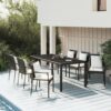 7 részes fekete polyrattan kerti ülőgarnitúra párnákkal