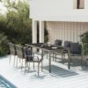 7 részes szürke polyrattan kerti étkezőgarnitúra párnával