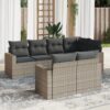 7 részes szürke polyrattan kerti ülőgarnitúra párnákkal