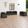 7-részes szürke polyrattan kerti ülőgarnitúra párnákkal