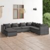 7-részes szürke polyrattan kerti ülőgarnitúra párnákkal