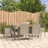 7-részes szürke polyrattan kerti ülőgarnitúra párnákkal
