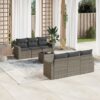 7 részes szürke polyrattan kerti ülőgarnitúra párnákkal