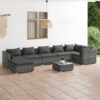 8-részes szürke polyrattan kerti ülőgarnitúra párnákkal