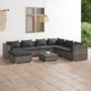 8-részes szürke polyrattan kerti ülőgarnitúra párnákkal