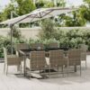 9 részes szürke polyrattan kerti étkezőgarnitúra párnával